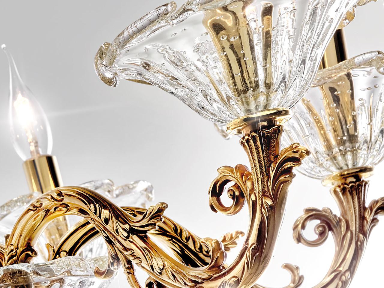 French Gold chandelier with glass | Charlotte 4795/6 by Possoni Illuminazione