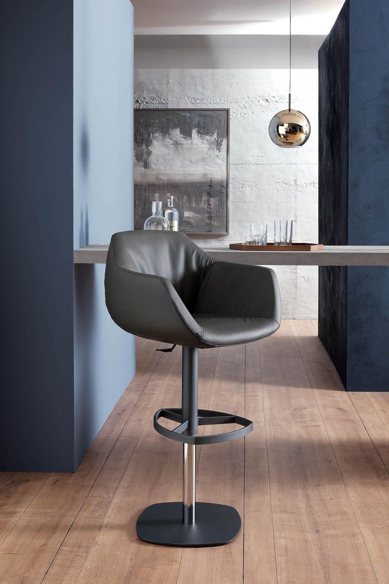 Upholstered leather stool with gas lift | Piquet by Ozzio Italia