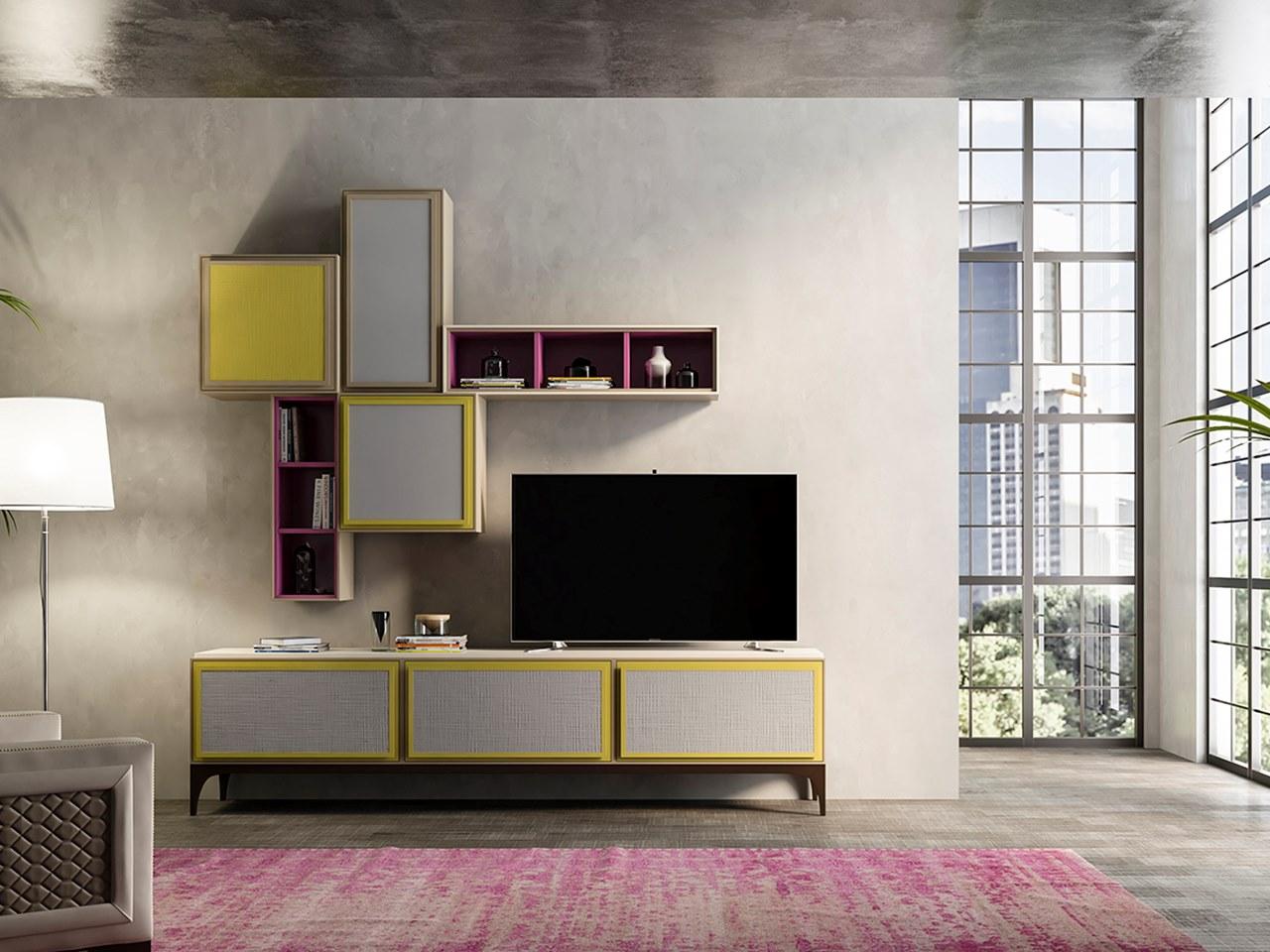 Sectional wooden TV wall system | Pr.864.3 by Stella del Mobile