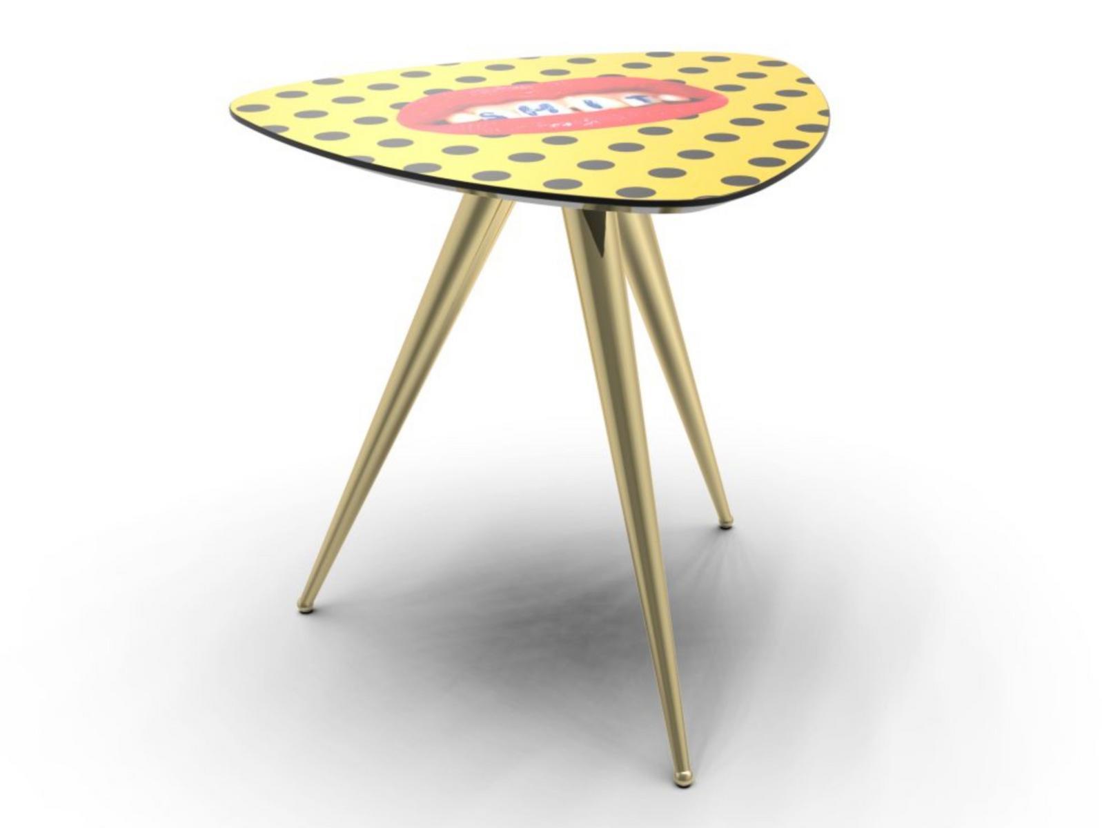 Triangular coffee table with MDF top and metal legs | Shit by Seletti