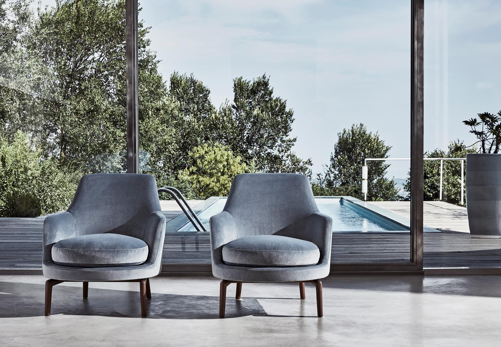 Fabric armchair with armrests | Leda by Flexform