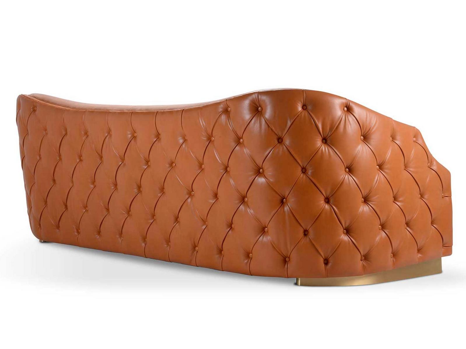 Tufted 3 seater leather sofa bed | Cleio by Domingo salotti