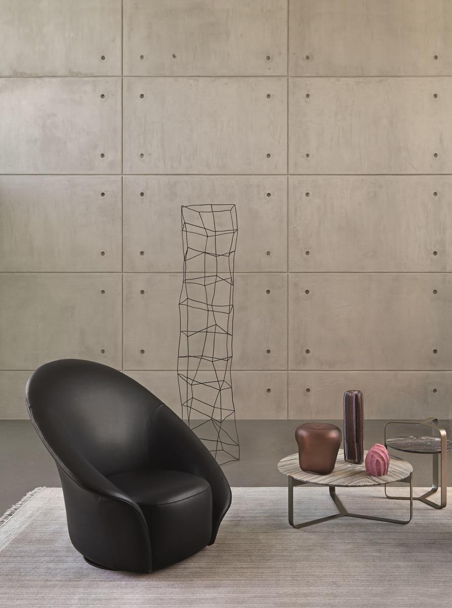 Swivel upholstered easy chair | Lilia by Flou