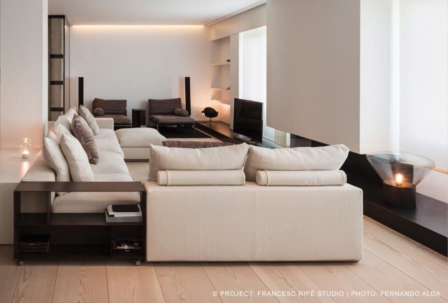 Sectional fabric sofa with storage space | Groundpiece by Flexform