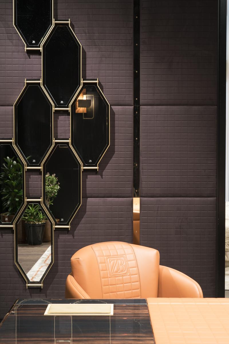 Wall mirror with metal frame | Twin Composition 1 by Bruno Zampa