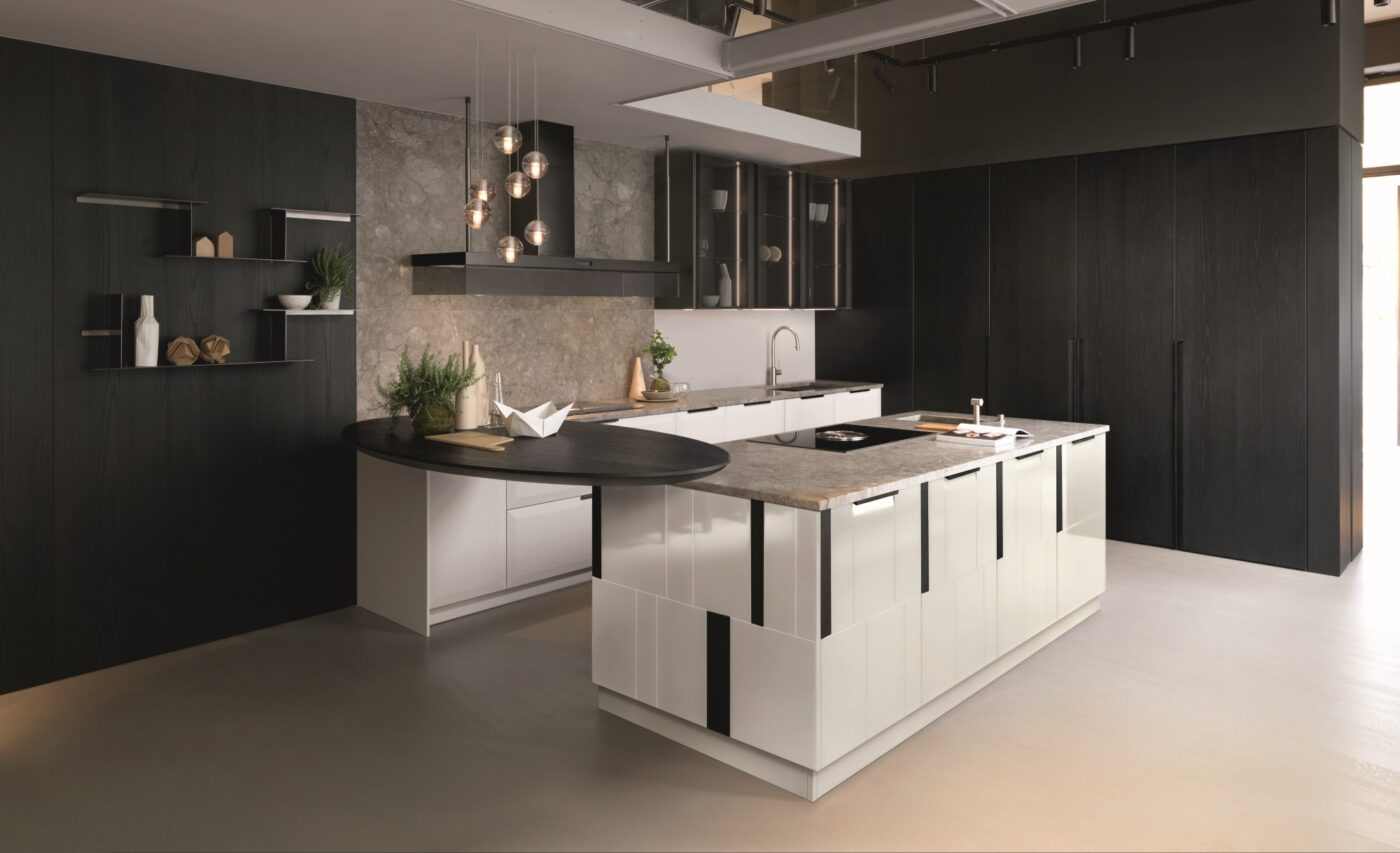 Veneer kitchen with handles Aster Cucine Brera Academy