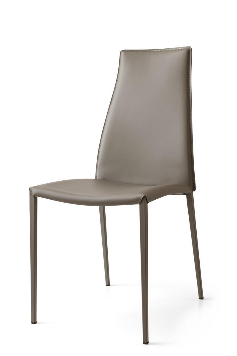 High-back bonded leather chair | Aida by Calligaris