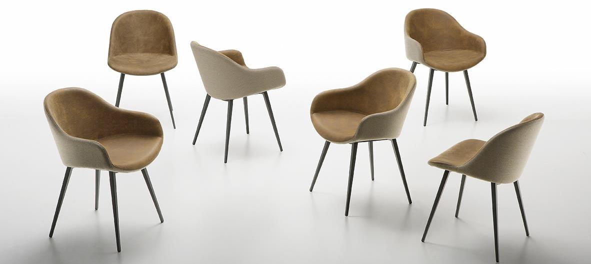 Upholstered leather chair with armrests | Sonny Pb-q by Midj