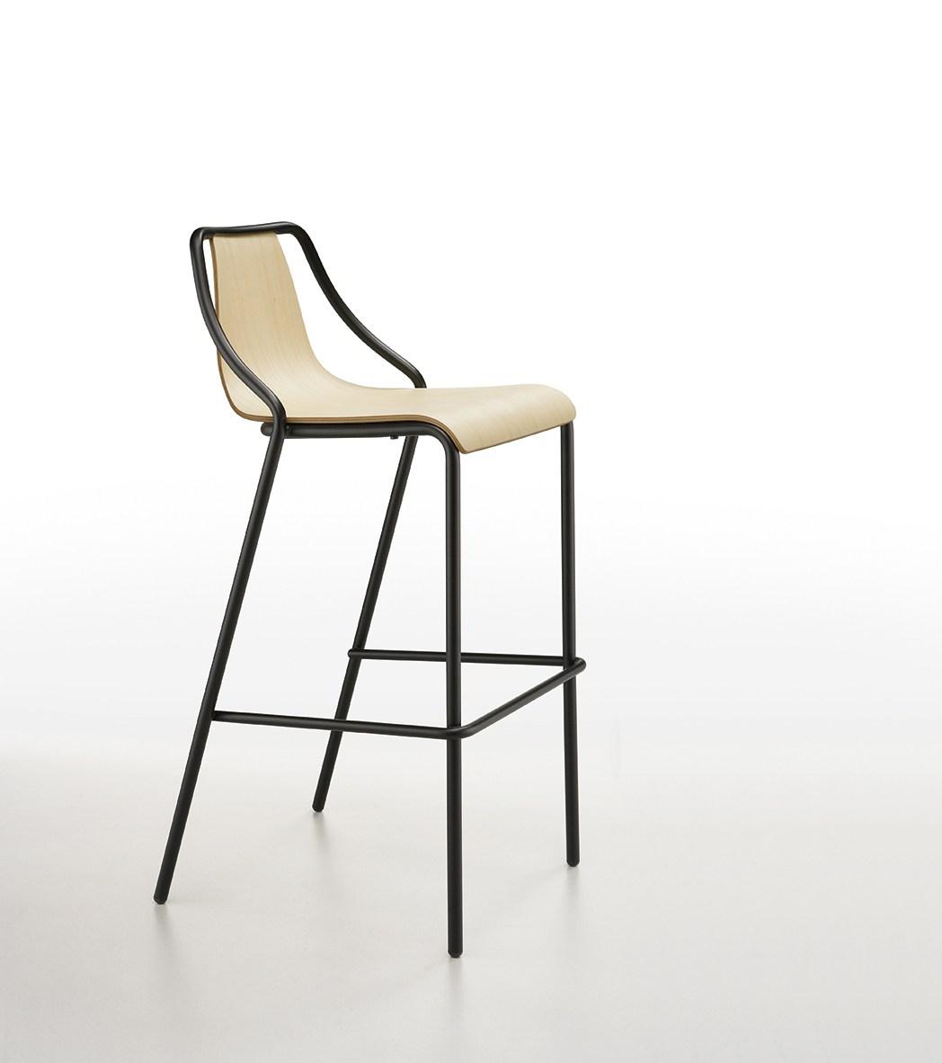 High metal stool with back | Ola by Midj