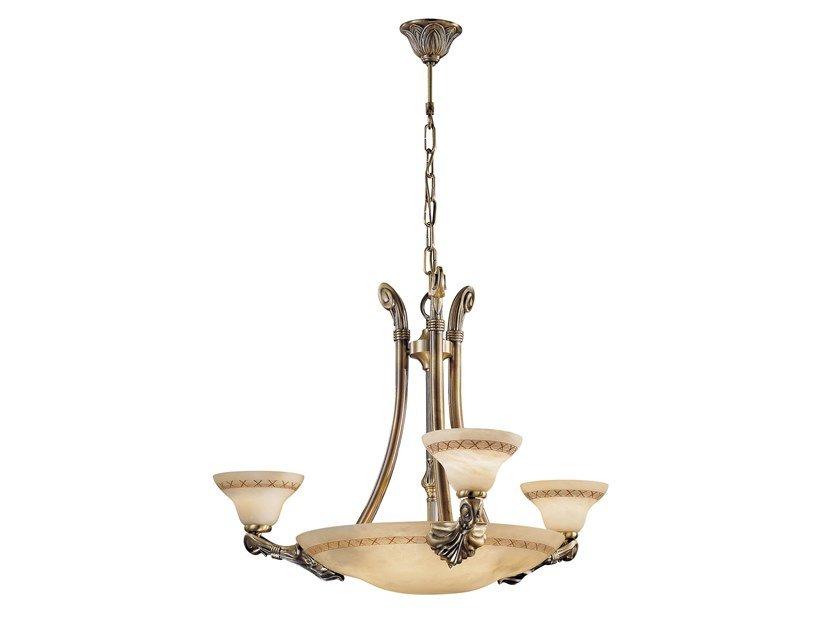 Antique brass finish with alabaster | Sasha 2900/3+6 by Possoni Illuminazione