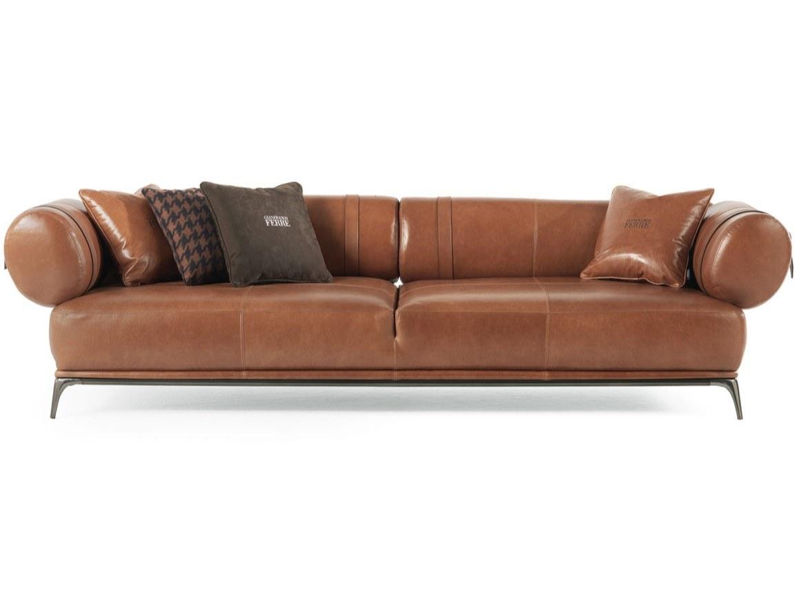 3 seater tanned leather sofa | Phoenix by Gianfranco Ferre Home