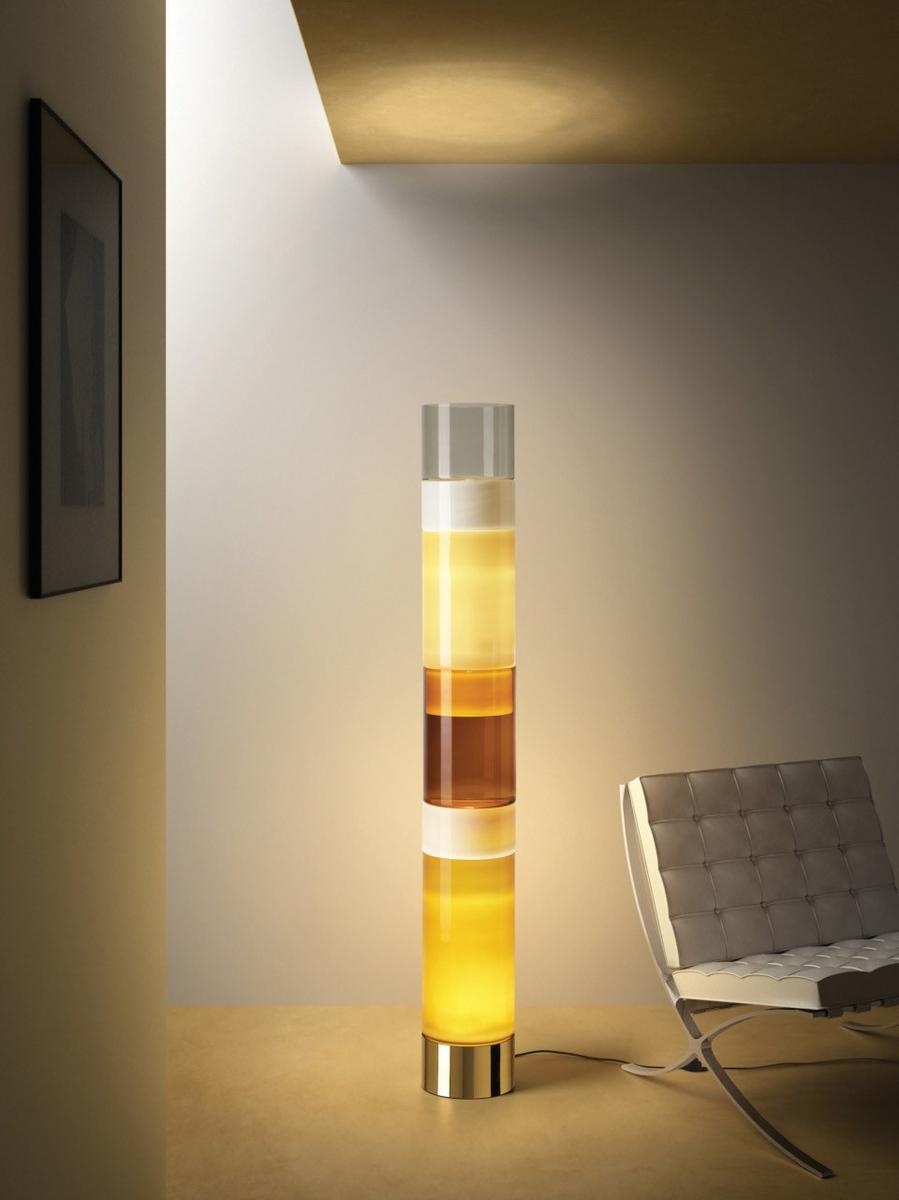 LED metal and blown glass floor lamp | Stacking C by Leucos