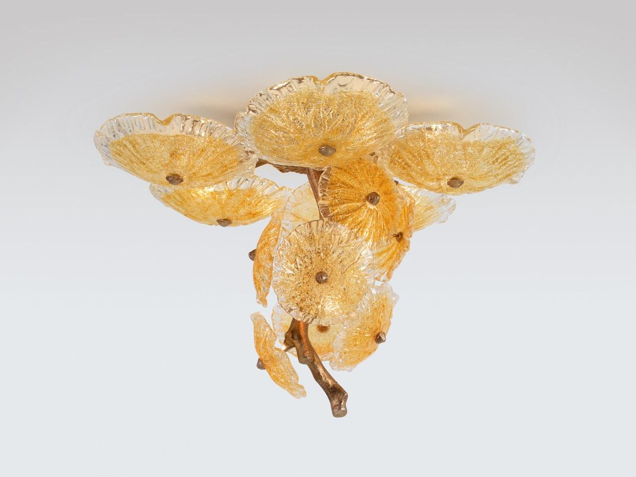 Handmade bronze ceiling lamp | Nenufar Ct3235/6 by Serip