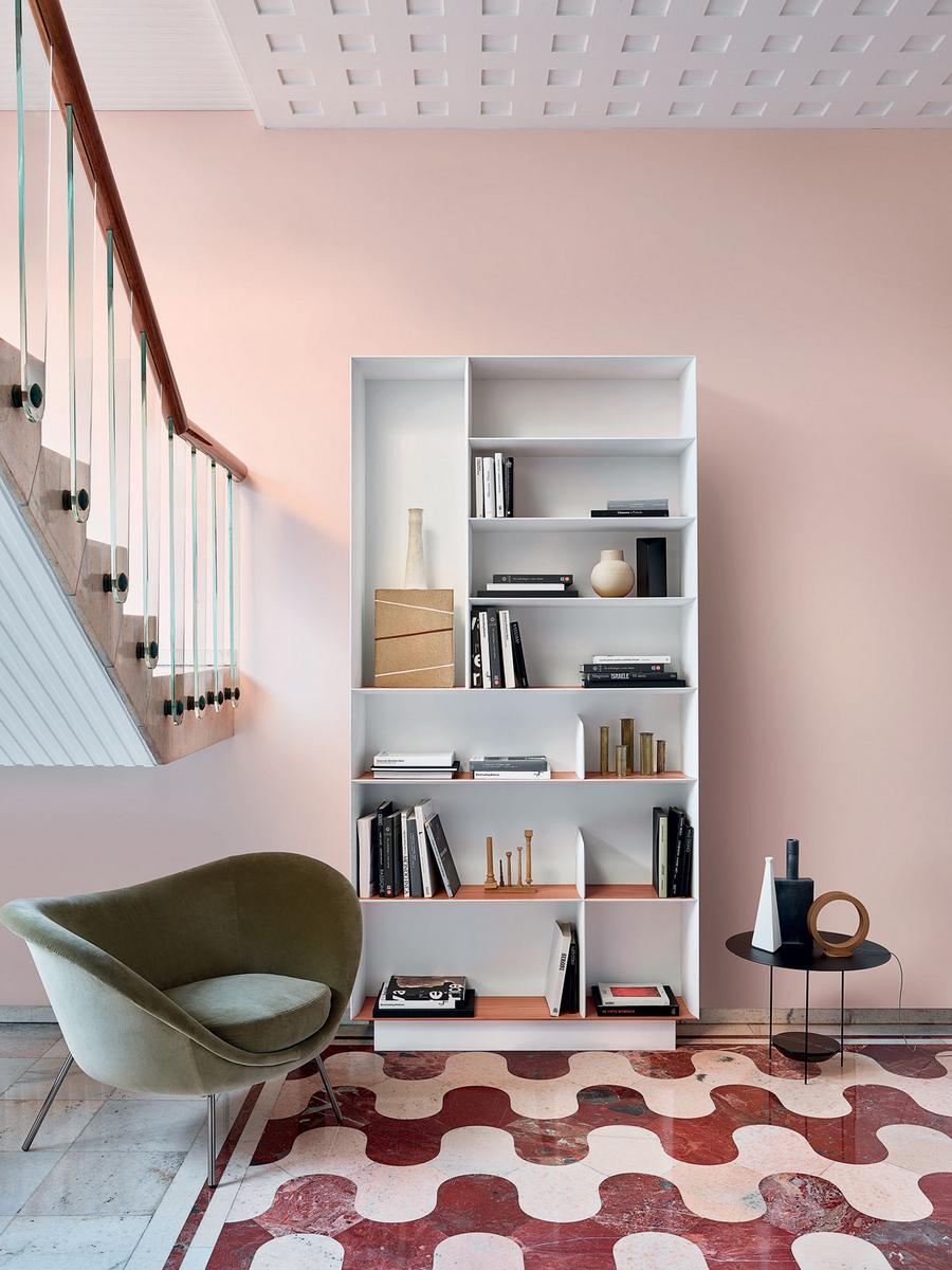 Open wall-mounted multi-layer wood bookcase | D.357.1 by Molteni