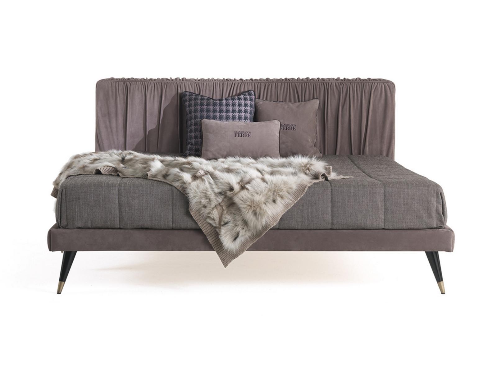 Leather king size bed with upholstered headboard | Highlander by Gianfranco Ferre Home