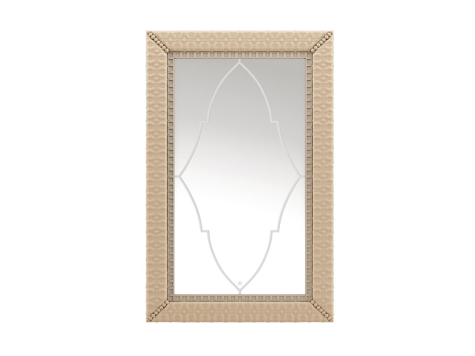 Rectangular framed wall-mounted leather mirror | Shirley by Bruno Zampa