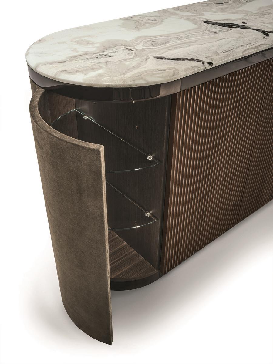 Modular leather sideboard with doors | Gordon Wave by Longhi