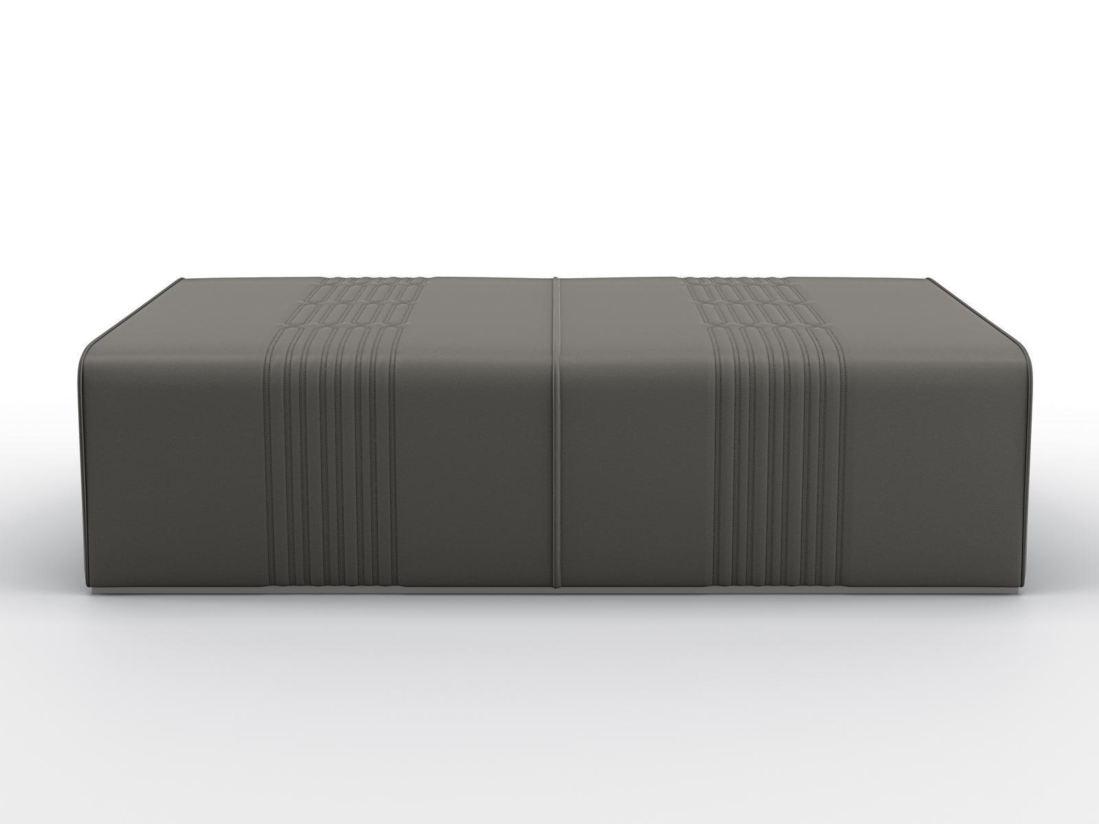 Upholstered rectangular leather pouf | Grey by Bruno Zampa