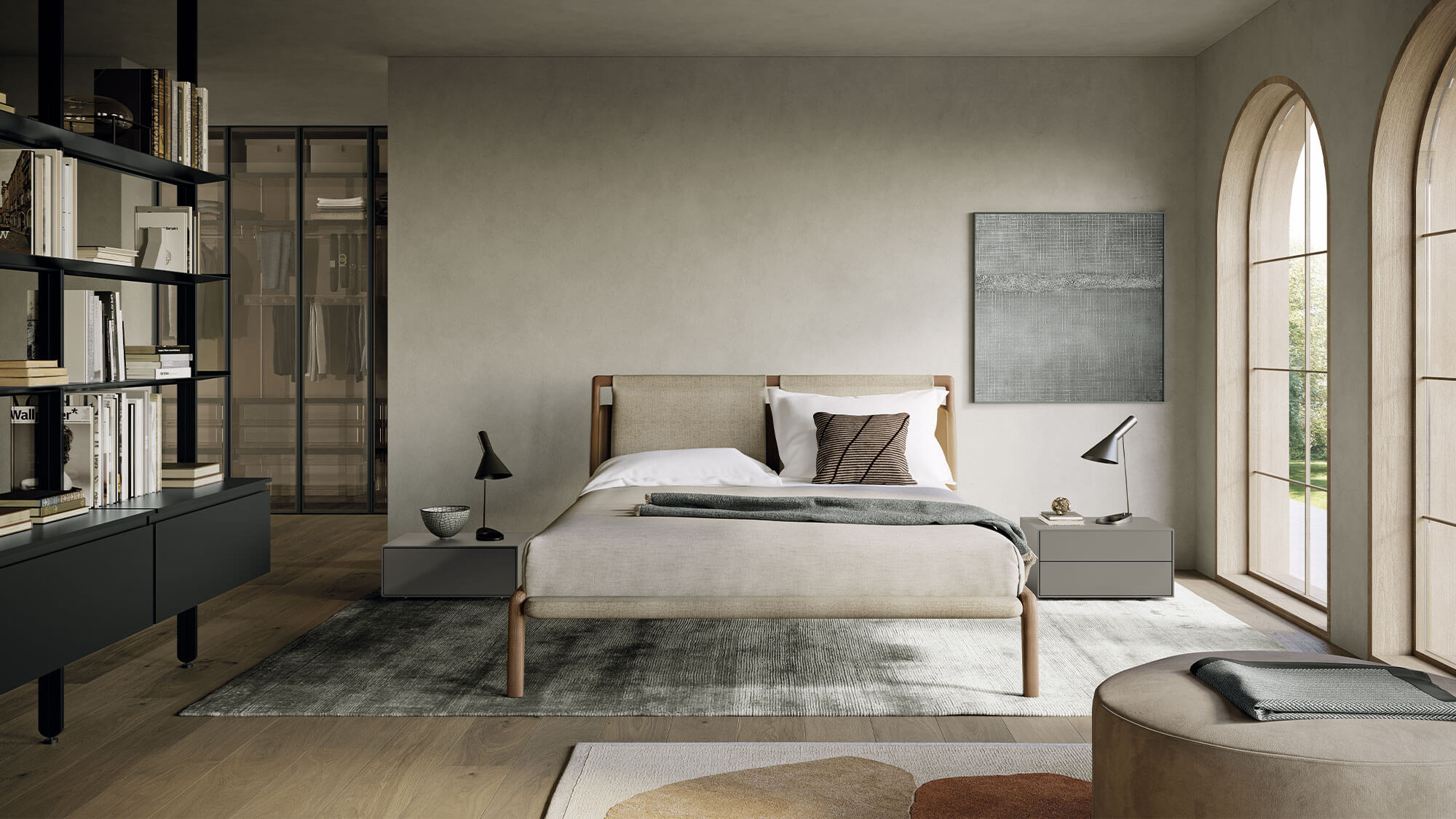 Wood bed with upholstered headboard | Tepu by Dall'Agnese