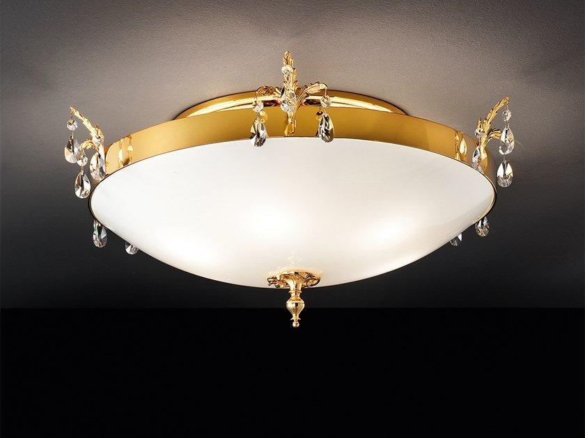 Glass ceiling light with crystals | Primadonna Pl3 / Pl4 by Masiero