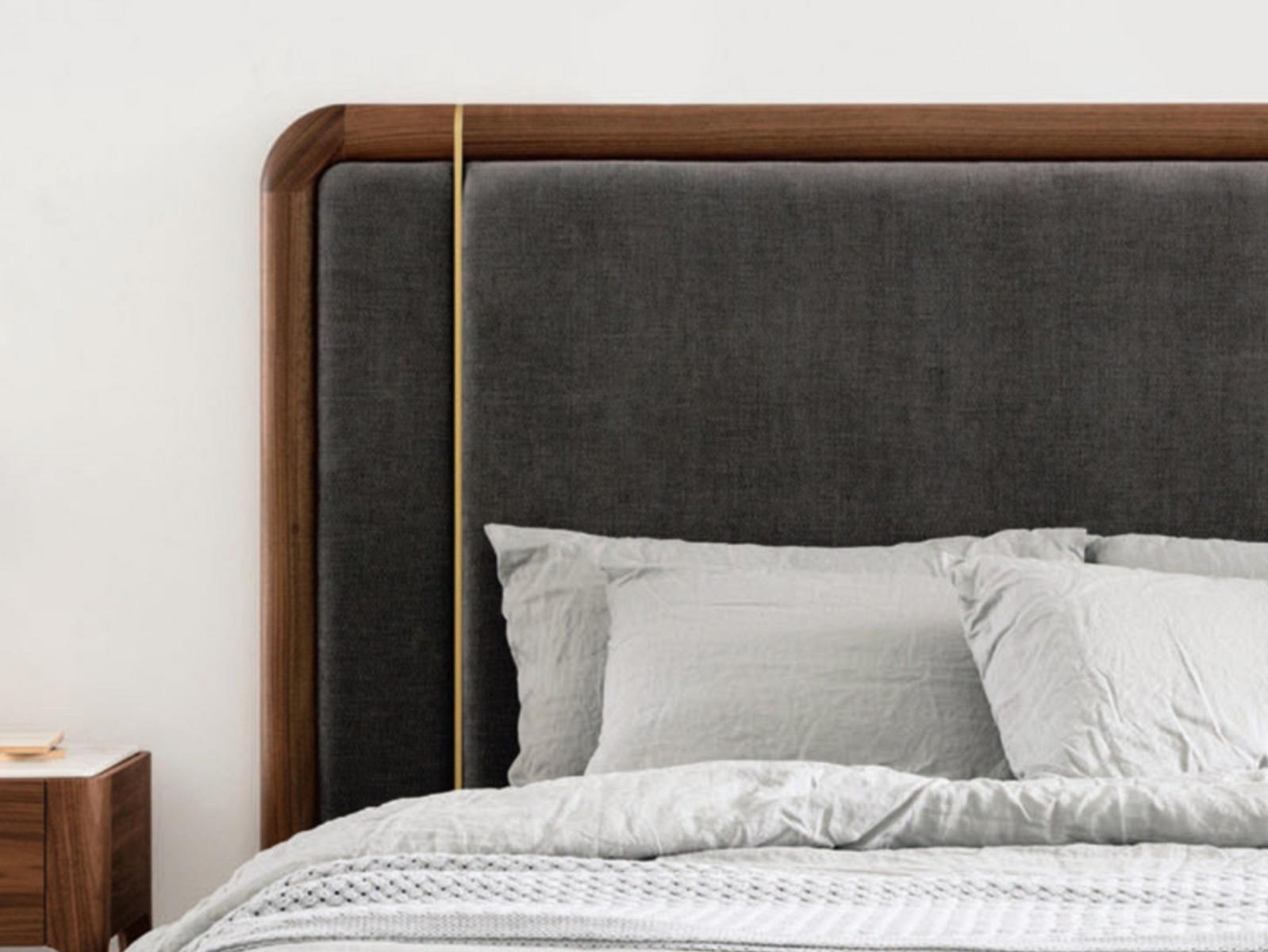 Wooden bed with upholstered headboard | Killian by Porada