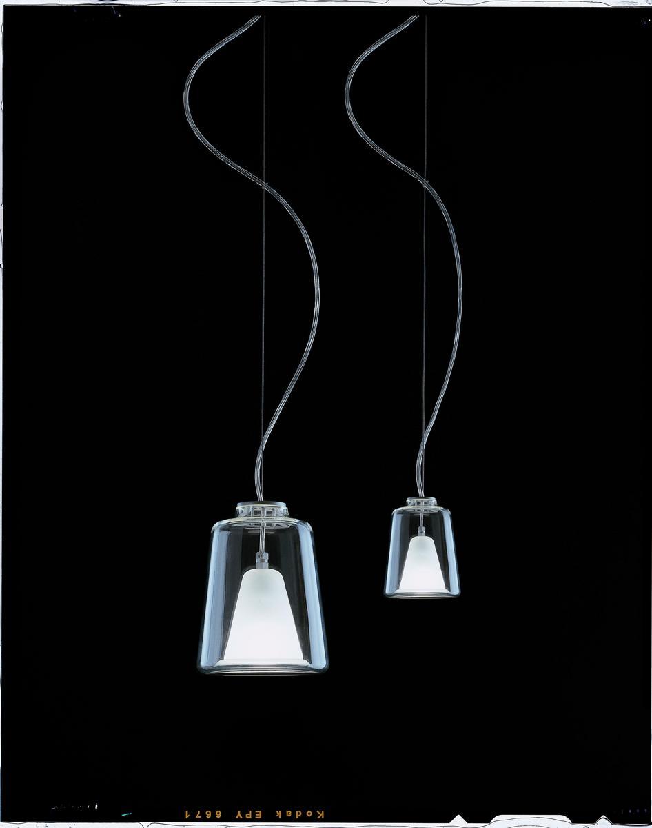 Glass and aluminium pendant lamp | Lanterna - 477 by Oluce