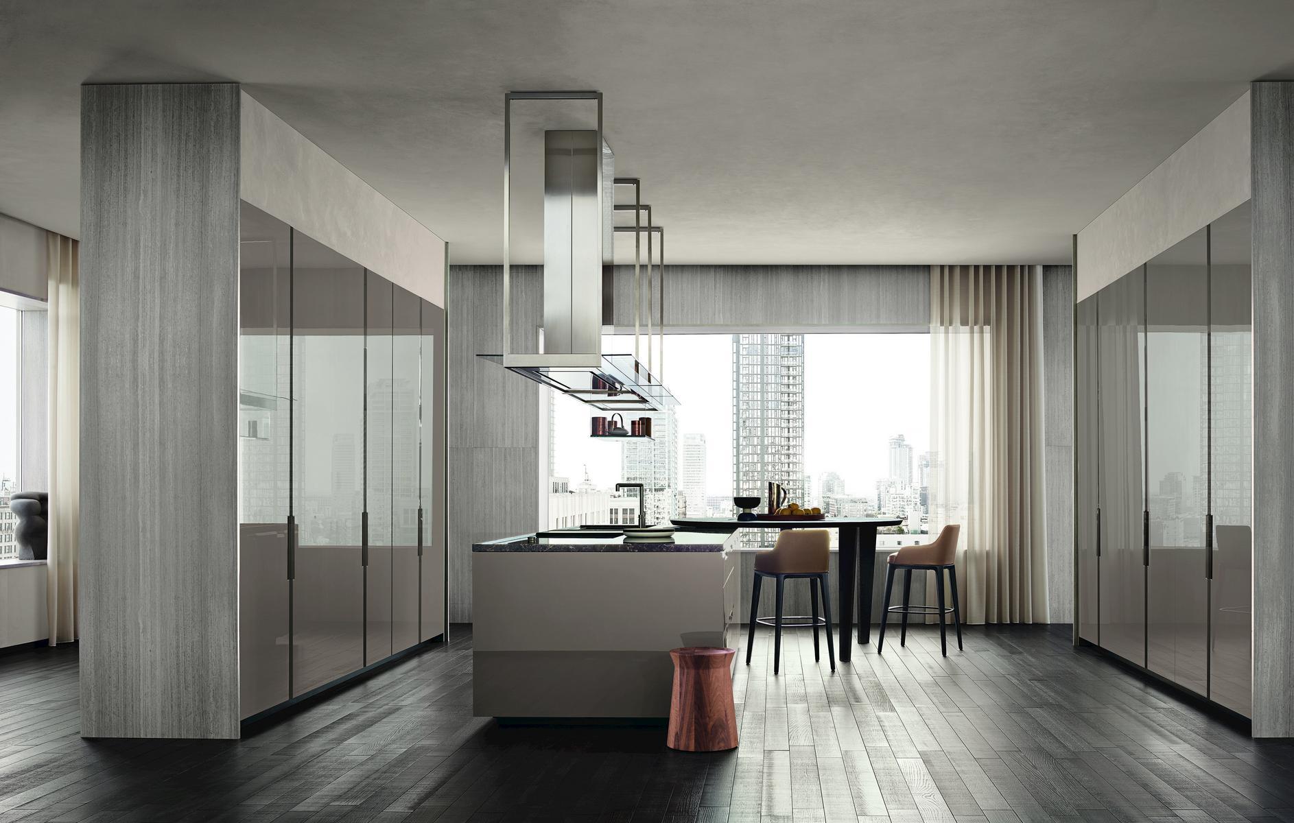 Fitted kitchen with integrated handles Poliform Shape