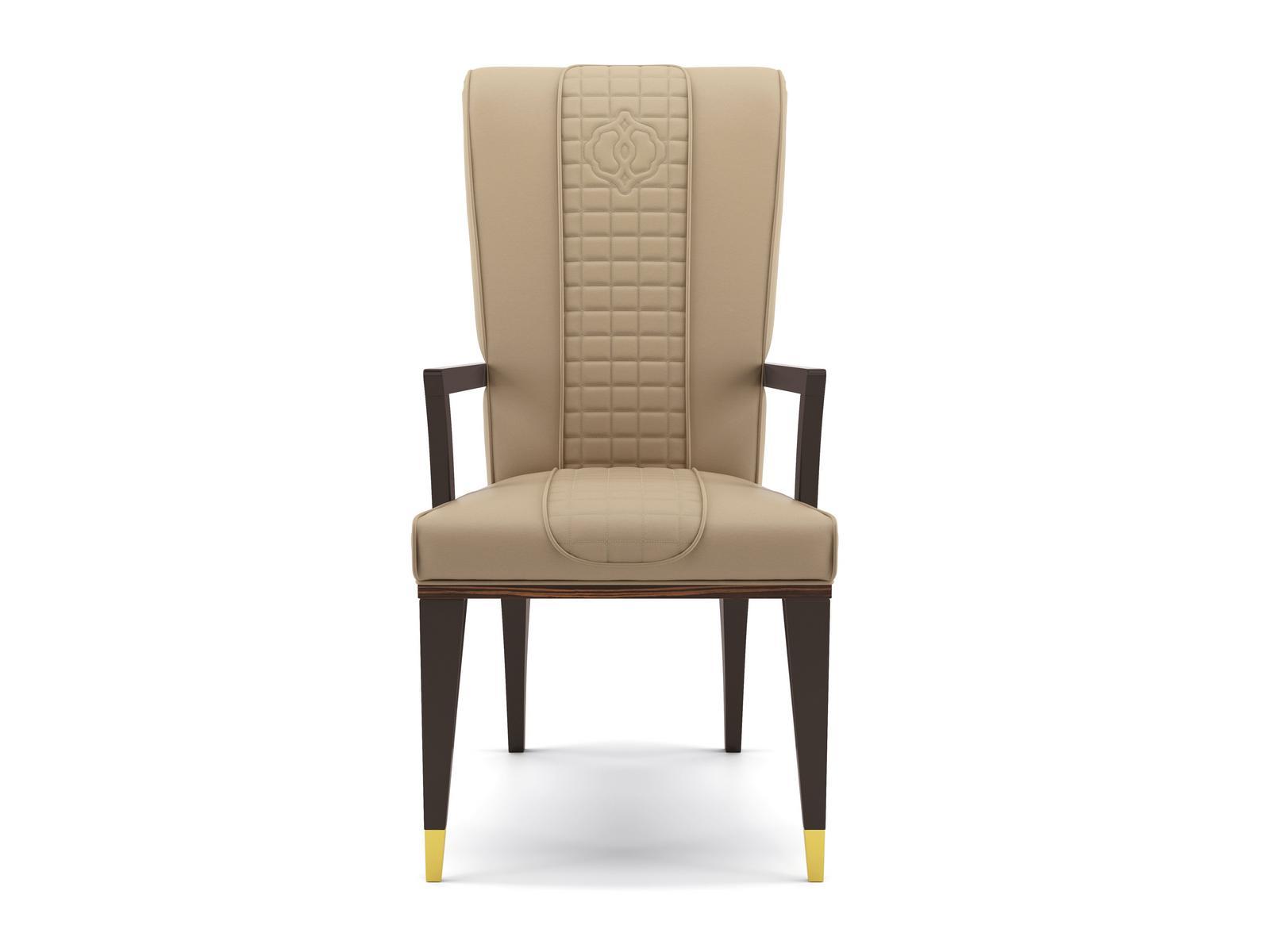 Upholstered leather chair with armrests | Opium by Bruno Zampa