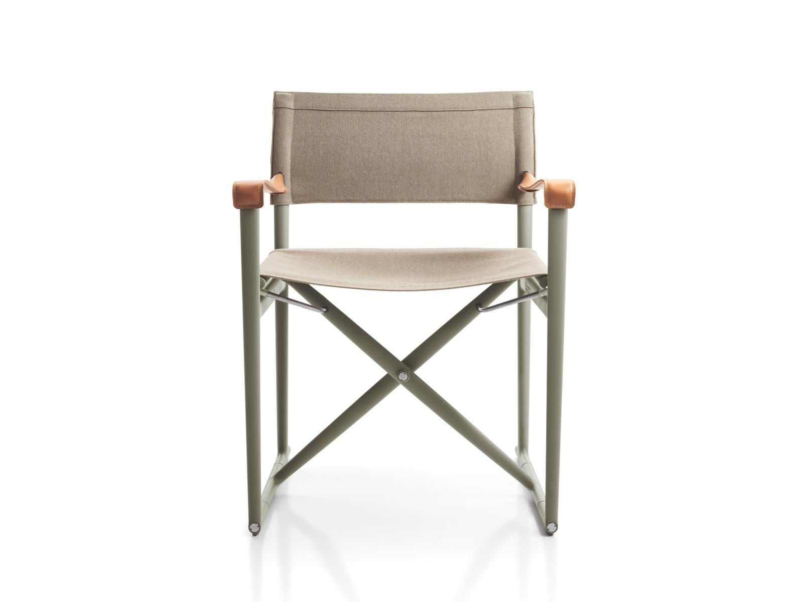 Folding canvas garden chair with armrests | Mirto Outdoor by B&B Italia