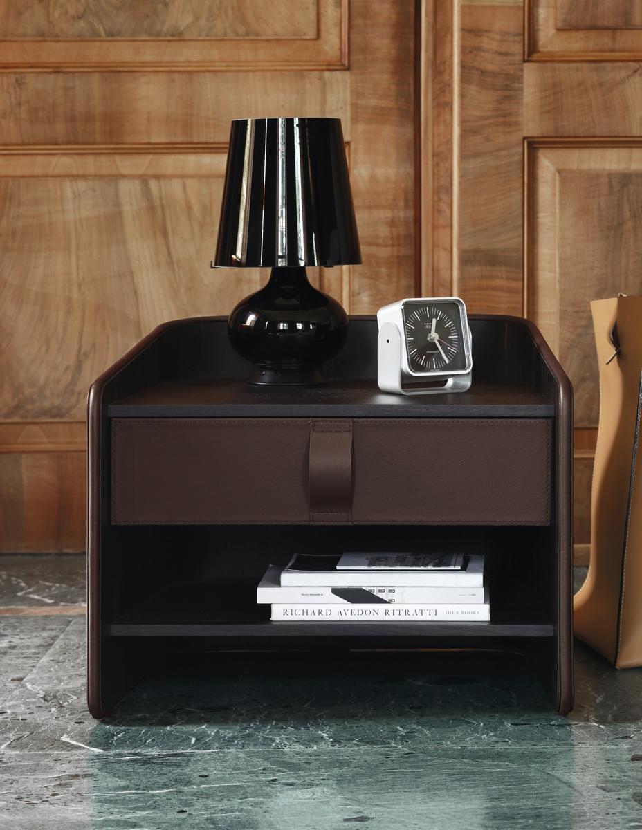 Rectangular leather bedside table | Gentleman by Flou