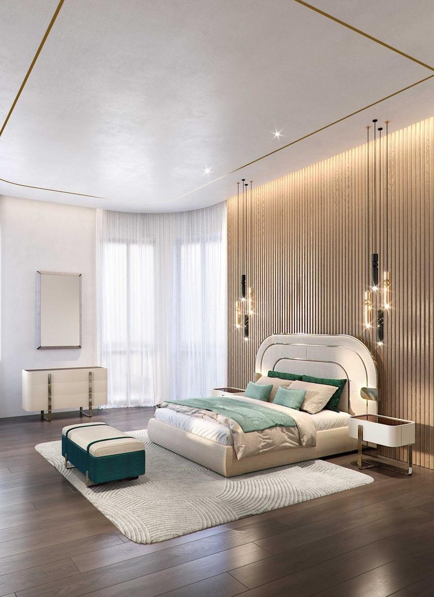 Upholstered double bed with integrated lighting | Eden by Capital Collection