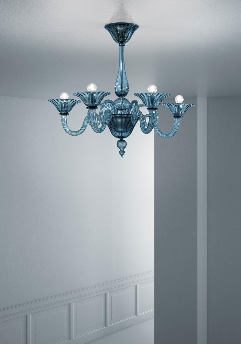 Glass chandelier with crystals | Dolfin by Sylcom
