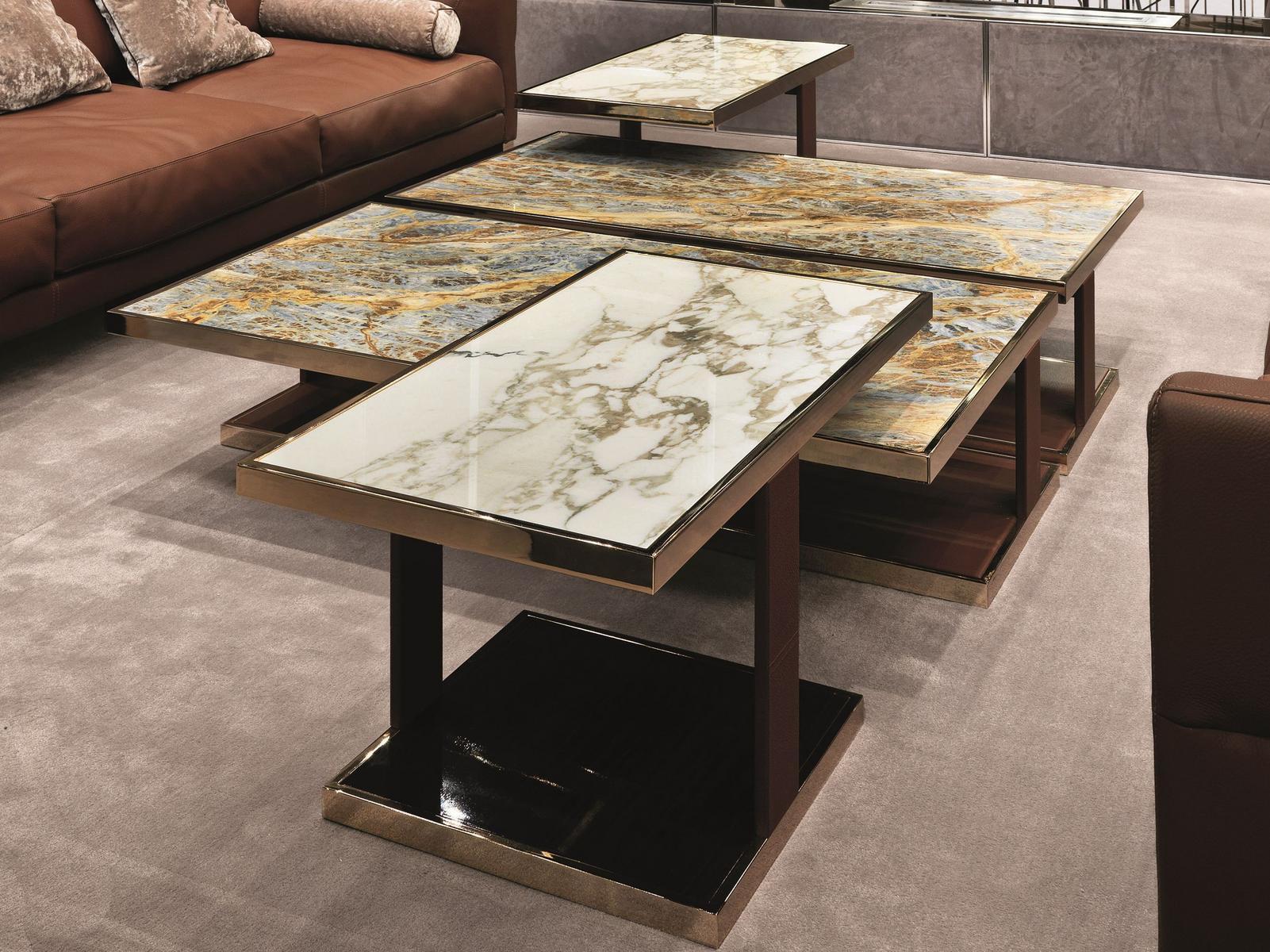 Square metal coffee table | Layer by Longhi