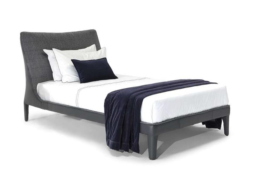 Leather single bed with upholstered headboard | Venere by Natuzzi Italia
