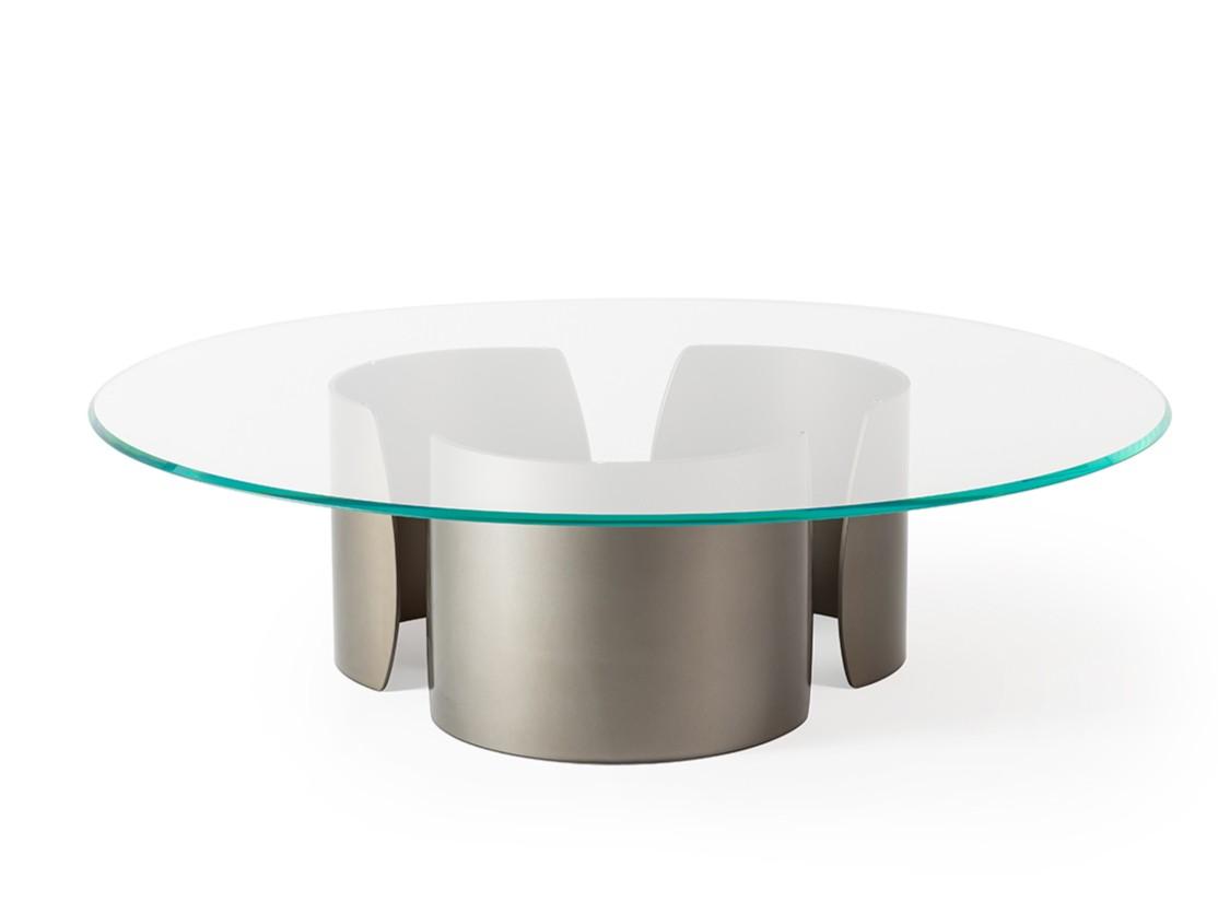 Low round glass coffee table | Petalo 40 by Reflex