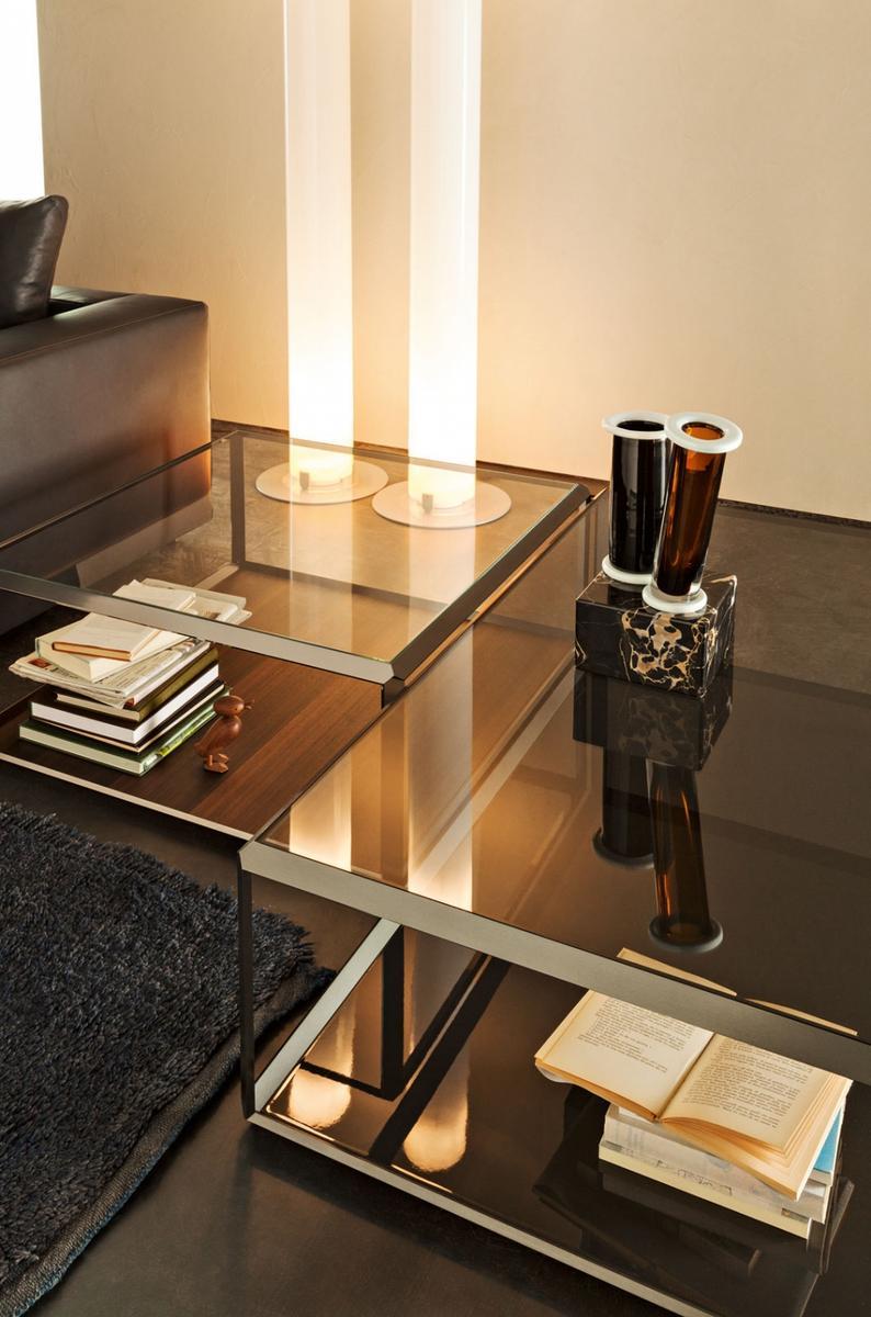 Modular square glass coffee table | 45° by Molteni