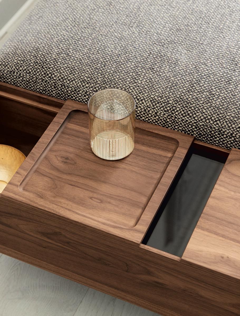 Sectional fabric sofa with storage space | Argo by Porada