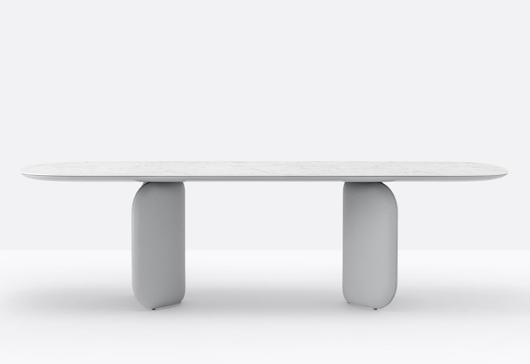 Rectangular marble table with leather-covered base | Elinor Eln200/260/300x110 by Pedrali