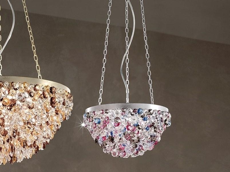 Metal pendant lamp with crystals | Rosemery 2 by Masiero