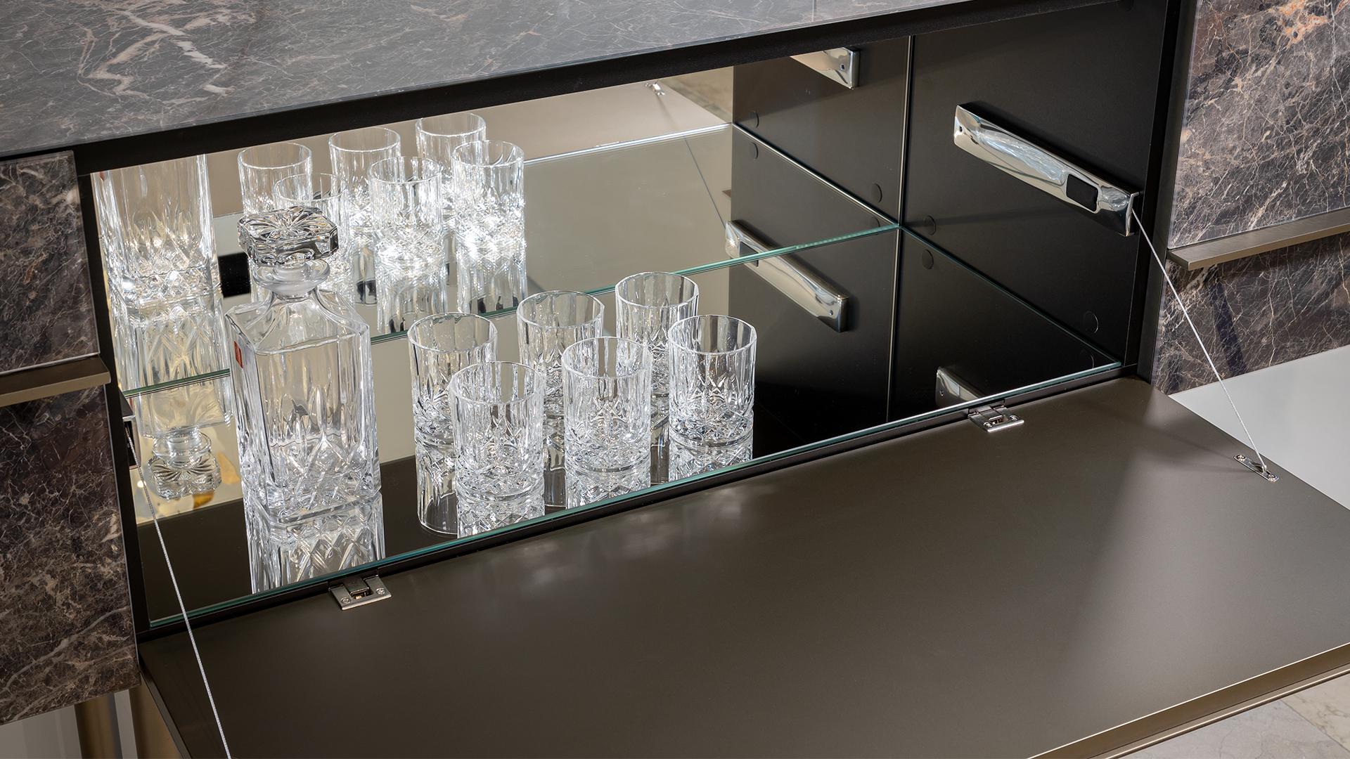 Sideboard with glass doors with marble effect | Musa by Reflex