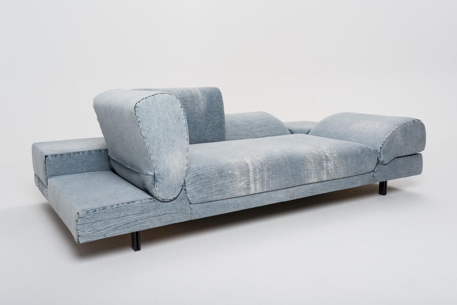 Convertible 3 seater denim fabric sofa | Rocco by Mantellassi 1926