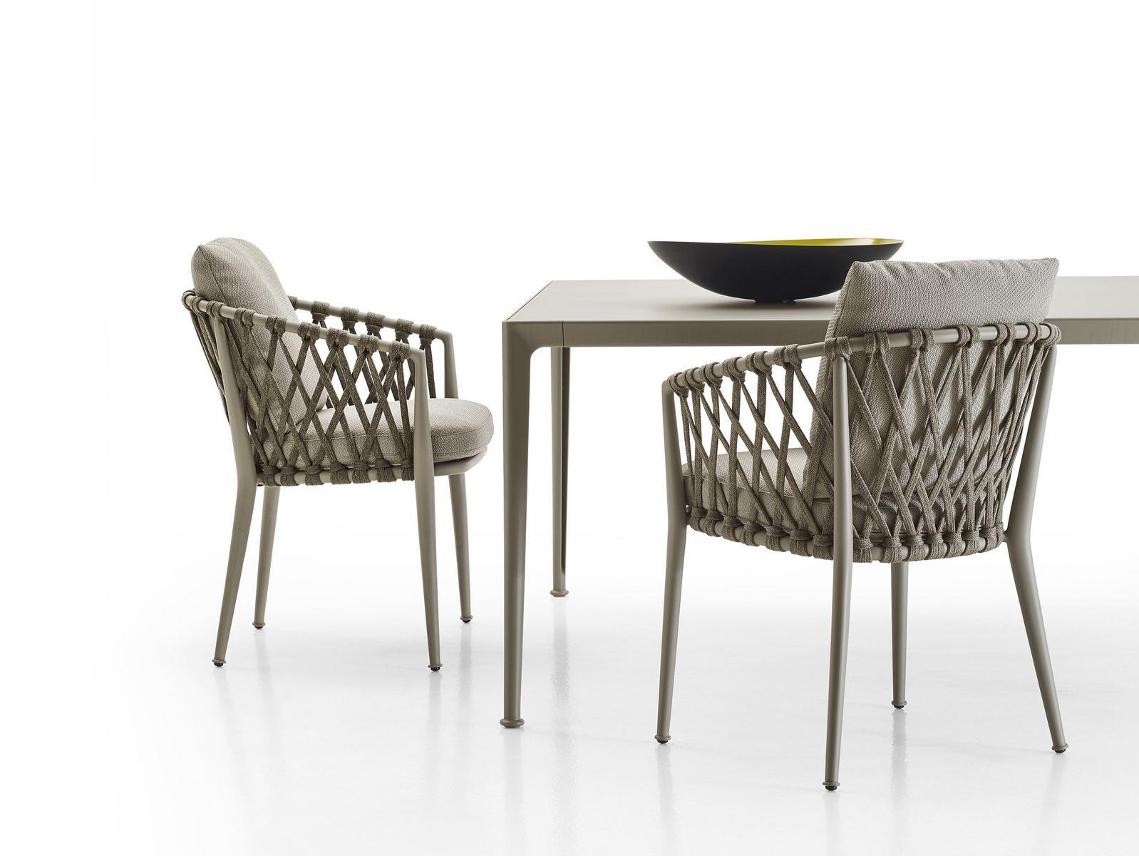 Upholstered fabric garden chair with armrests | Erica by B&B Italia