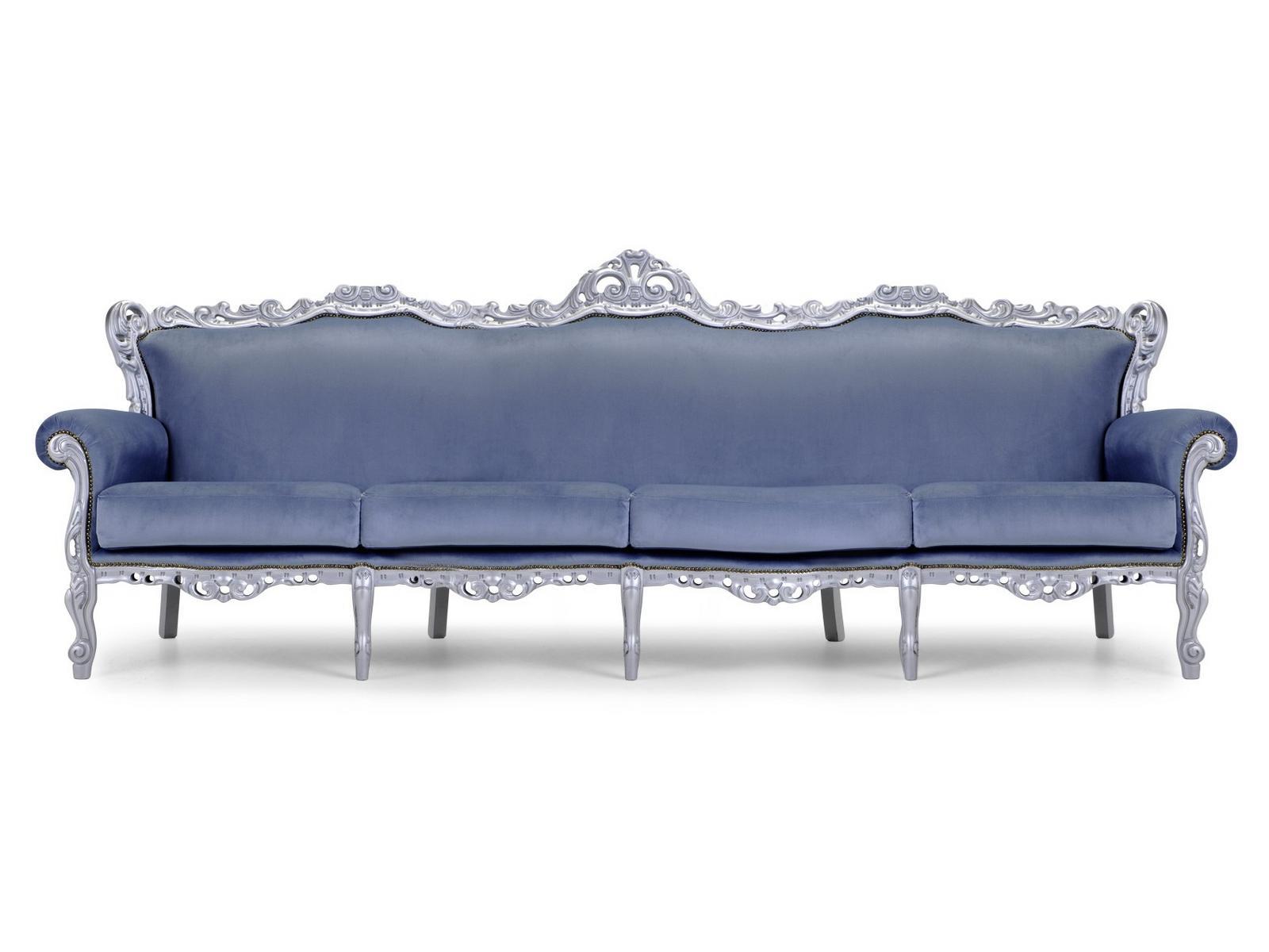 Upholstered 4 seater leather sofa | Barokko by Domingo salotti