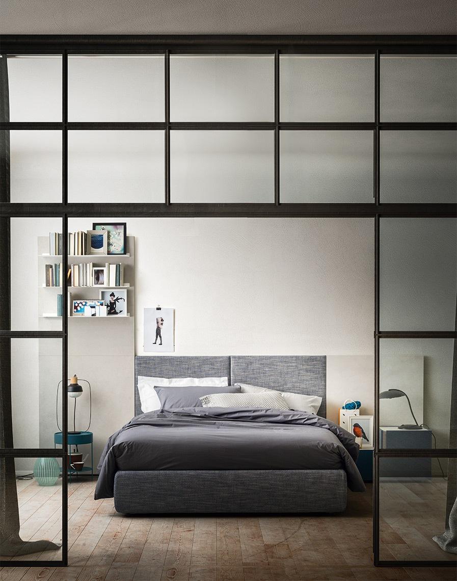 Velvet bed with upholstered headboard | Suite system by ALF Dafre