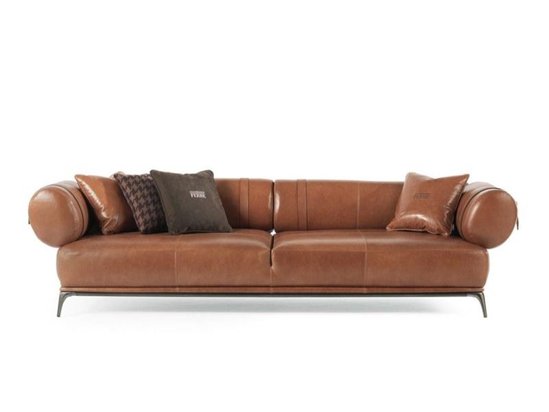 3 seater tanned leather sofa | Phoenix by Gianfranco Ferre Home