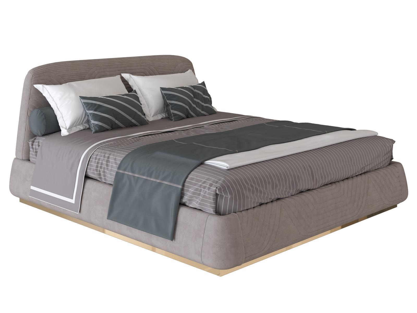 Nabuk bed with upholstered headboard | Aurora by Mantellassi 1926