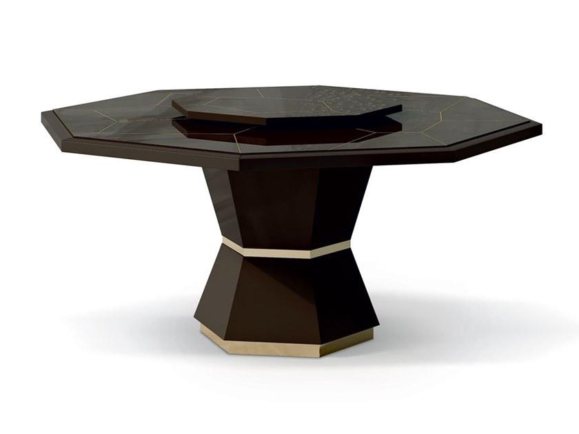 Wooden table with Lazy Susan | 7515 by Carpanese home