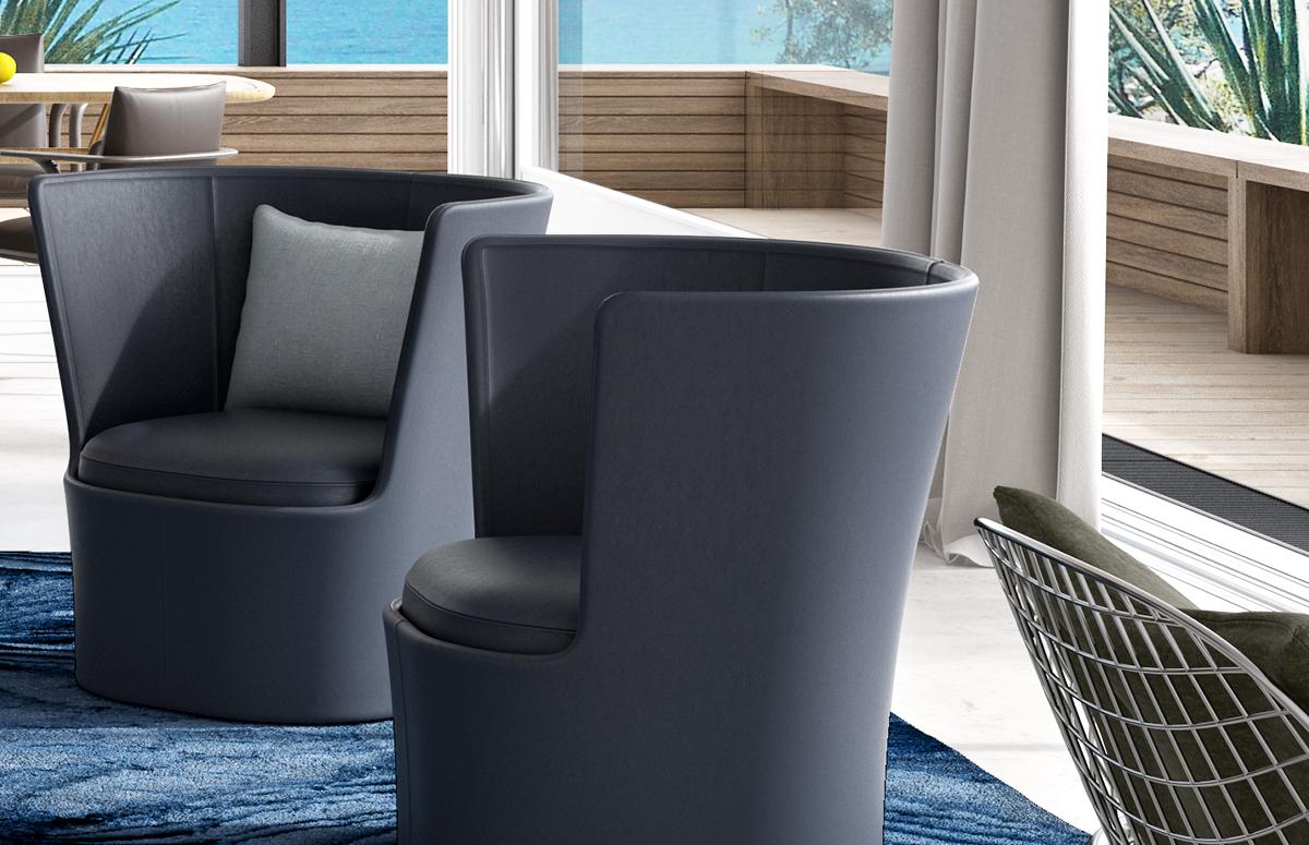 Leather armchair with armrests | Cape by Natuzzi Italia