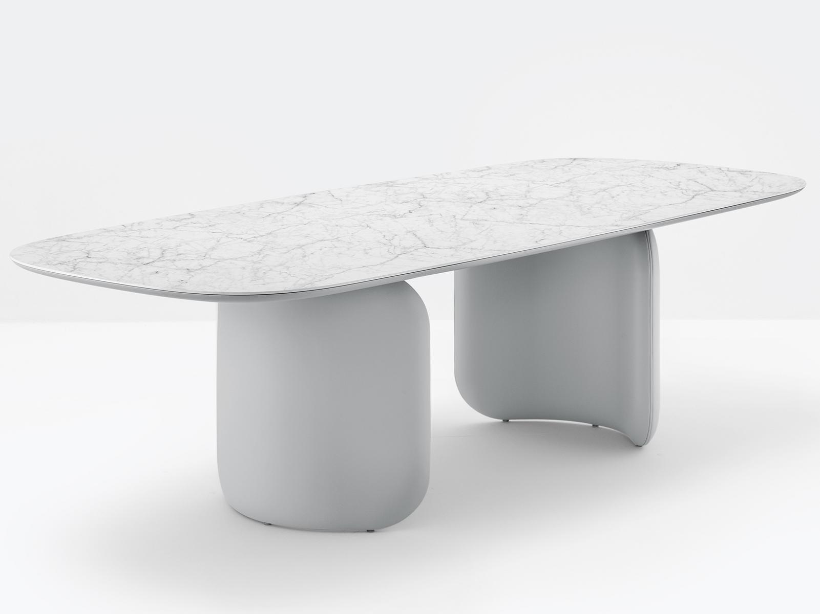 Rectangular marble table with leather-covered base | Elinor Eln200/260/300x110 by Pedrali