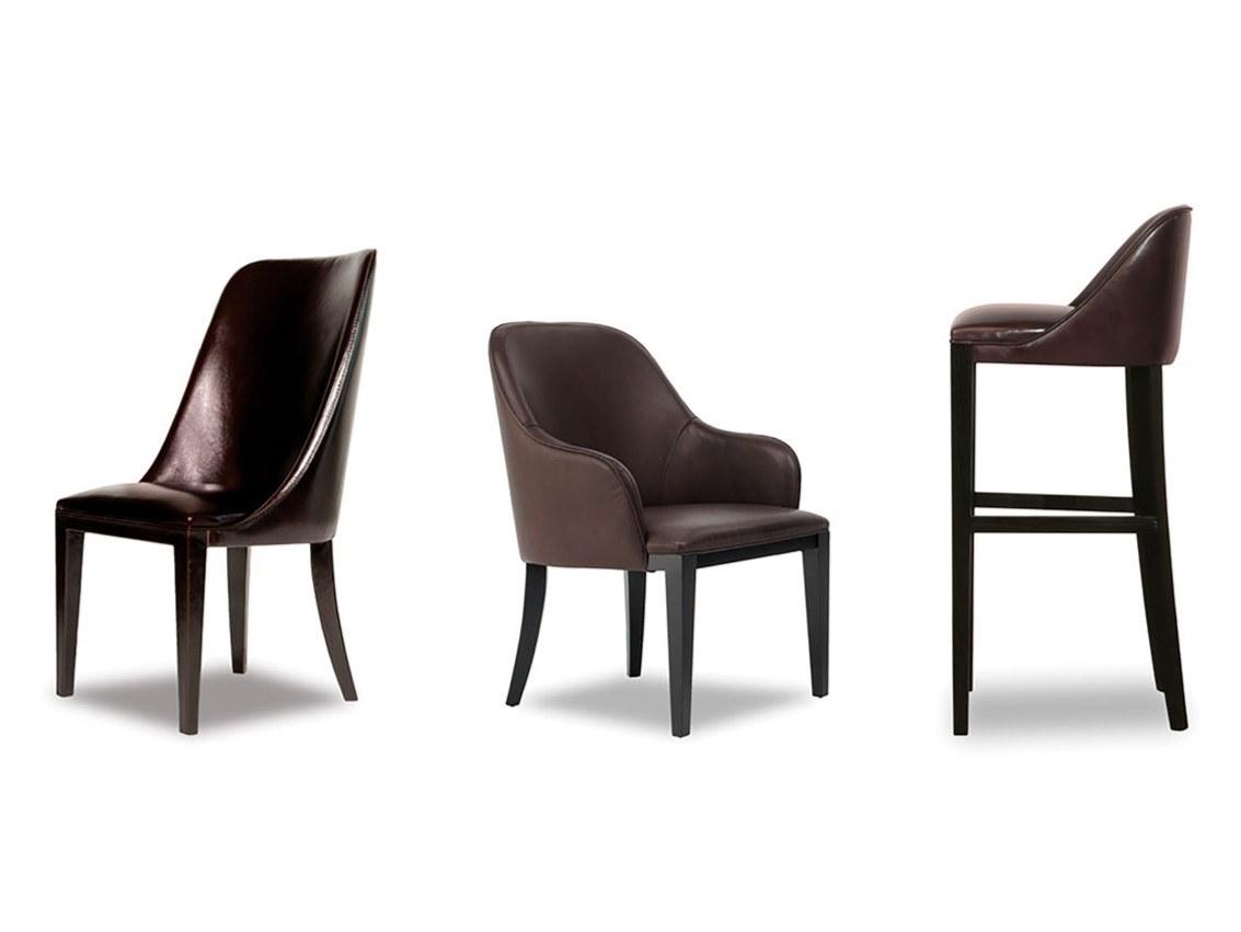 High leather stool with back | Decor by Baxter